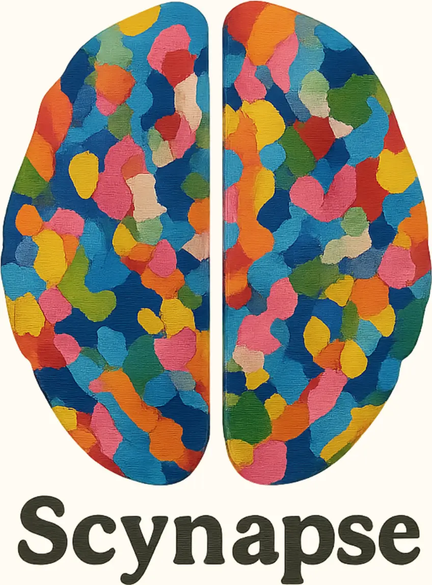 Illustration Scynapse d'un cerveau aux couleurs vives